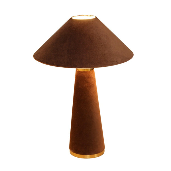 TOV Furniture Graham Velvet Table Lamp - Luxurious Design with Brass Trim for Elegant Home Décor and Cozy Lighting Chocolate Brown TOV-G18786