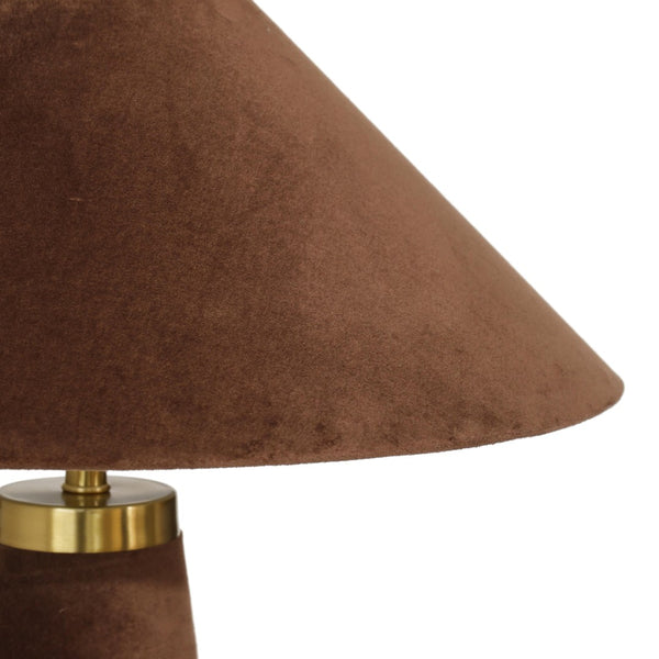 TOV Furniture Graham Velvet Table Lamp - Luxurious Design with Brass Trim for Elegant Home Décor and Cozy Lighting Chocolate Brown TOV-G18786
