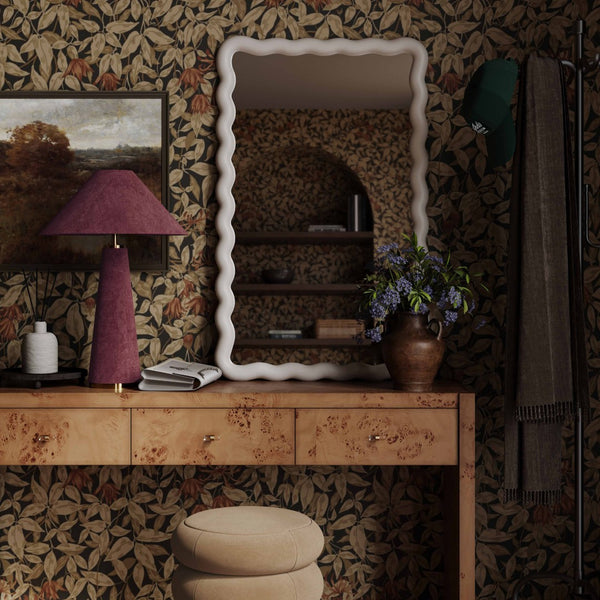 TOV Furniture Graham Velvet Table Lamp - Luxurious Design with Brass Trim for Elegant Home Décor and Cozy Lighting Burgundy TOV-G18787