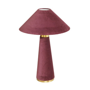 TOV Furniture Graham Velvet Table Lamp - Luxurious Design with Brass Trim for Elegant Home Décor and Cozy Lighting Burgundy TOV-G18787