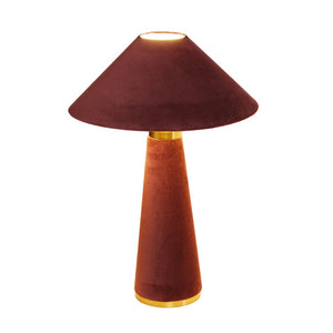 TOV Furniture Graham Velvet Table Lamp - Luxurious Design with Brass Trim for Elegant Home Décor and Cozy Lighting Burgundy TOV-G18787