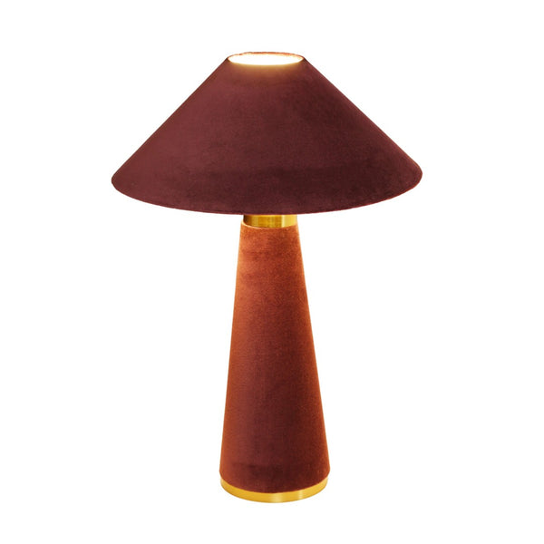 TOV Furniture Graham Velvet Table Lamp - Luxurious Design with Brass Trim for Elegant Home Décor and Cozy Lighting Burgundy TOV-G18787