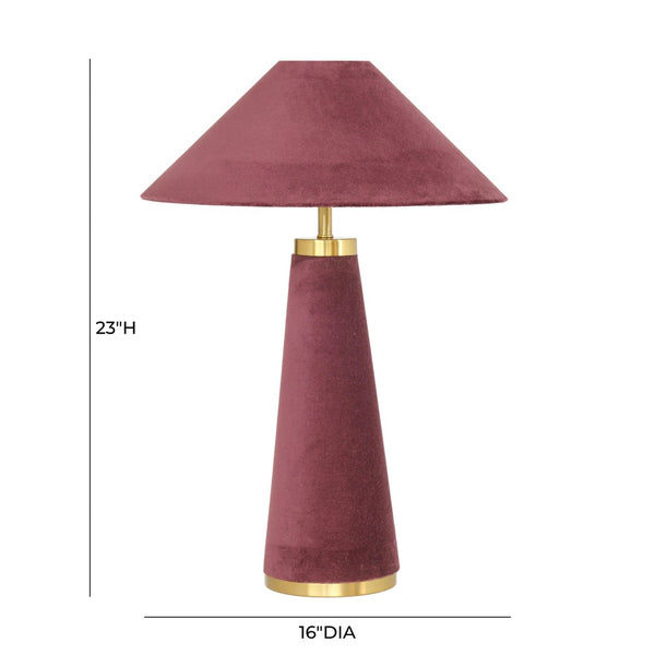 TOV Furniture Graham Velvet Table Lamp - Luxurious Design with Brass Trim for Elegant Home Décor and Cozy Lighting Burgundy TOV-G18787