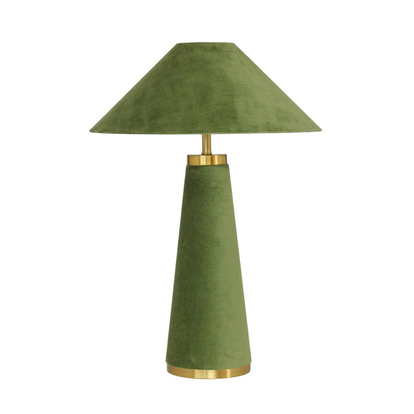 TOV Furniture Graham Velvet Table Lamp - Luxurious Design with Brass Trim for Elegant Home Décor and Cozy Lighting Moss Green TOV-G18789