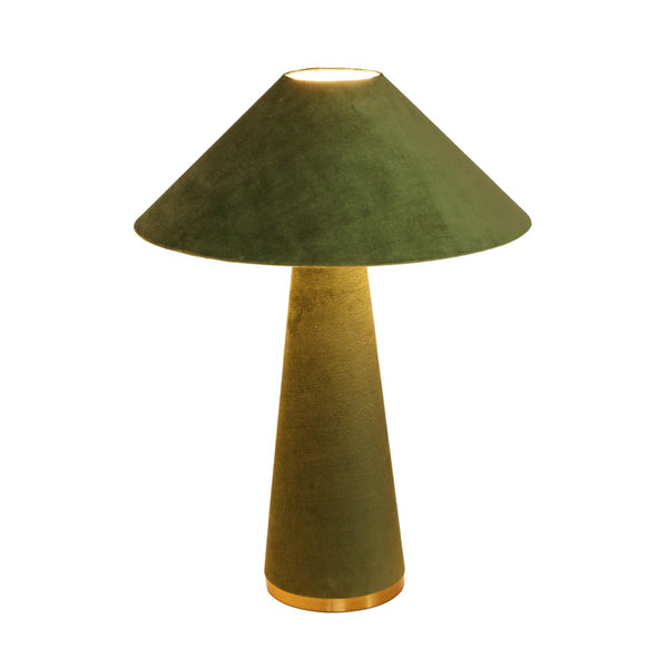 TOV Furniture Graham Velvet Table Lamp - Luxurious Design with Brass Trim for Elegant Home Décor and Cozy Lighting Moss Green TOV-G18789