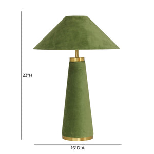 TOV Furniture Graham Velvet Table Lamp - Luxurious Design with Brass Trim for Elegant Home Décor and Cozy Lighting Moss Green TOV-G18789