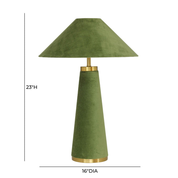 TOV Furniture Graham Velvet Table Lamp - Luxurious Design with Brass Trim for Elegant Home Décor and Cozy Lighting Moss Green TOV-G18789