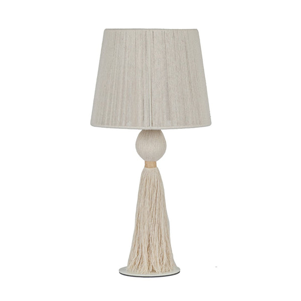 TOV Furniture Samba White Cotton Table Lamp - Boho-Inspired Design with Soft Glow for Modern & Coastal Decor TOV-G18856