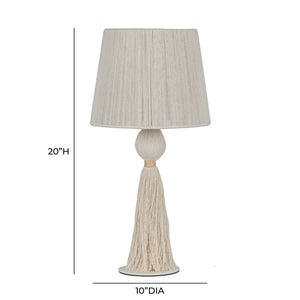 TOV Furniture Samba White Cotton Table Lamp - Boho-Inspired Design with Soft Glow for Modern & Coastal Decor TOV-G18856