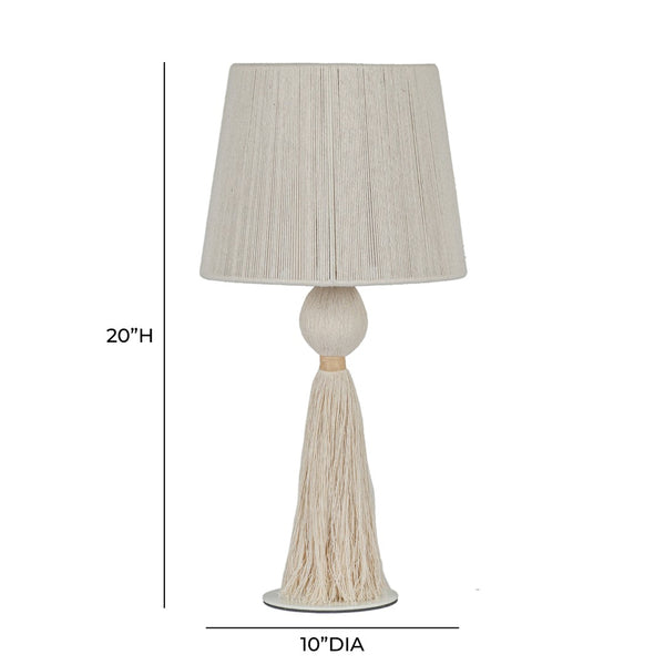 TOV Furniture Samba White Cotton Table Lamp - Boho-Inspired Design with Soft Glow for Modern & Coastal Decor TOV-G18856