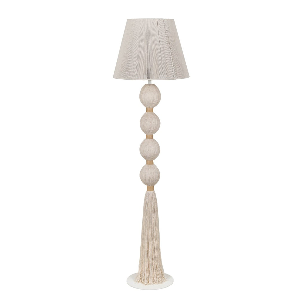 TOV Furniture Samba White Cotton Floor Lamp - Boho-Chic Design for Modern Interiors, Sculptural Light & Style TOV-G18858