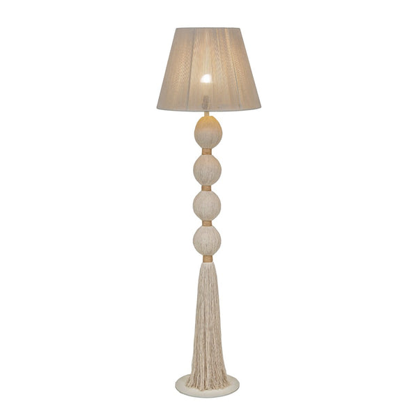 TOV Furniture Samba White Cotton Floor Lamp - Boho-Chic Design for Modern Interiors, Sculptural Light & Style TOV-G18858