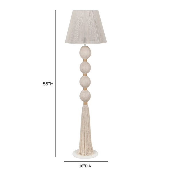 TOV Furniture Samba White Cotton Floor Lamp - Boho-Chic Design for Modern Interiors, Sculptural Light & Style TOV-G18858