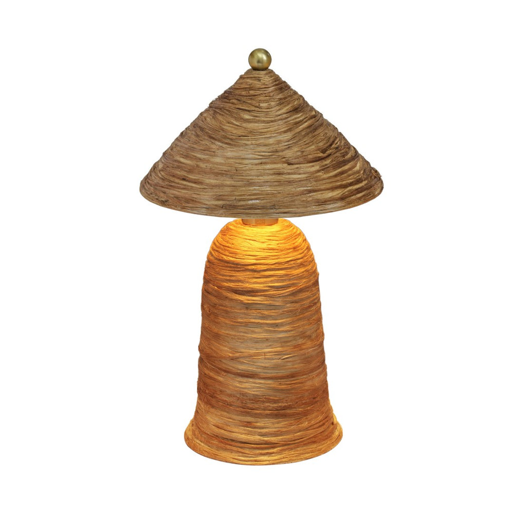TOV Furniture Coco Handcrafted Coconut Fiber Table Lamp - Unique Pointed Design for Warm, Natural Ambiance TOV-G19006