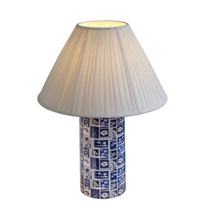 TOV Furniture Stamp Blue Pleated Table Lamp - Retro Artful Design with Soft Glow for Nightstands & Side Tables TOV-G19008