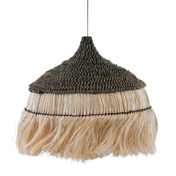 TOV Furniture Sula Handwoven Abaca Pendant Lamp - Two-Tone Coastal Charm with Black Crown for Modern Interiors TOV-G21046