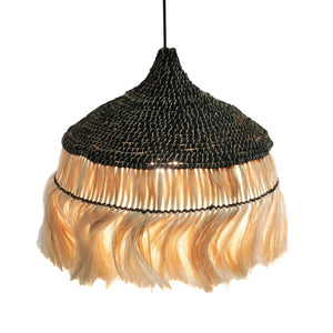 TOV Furniture Sula Handwoven Abaca Pendant Lamp - Two-Tone Coastal Charm with Black Crown for Modern Interiors TOV-G21046