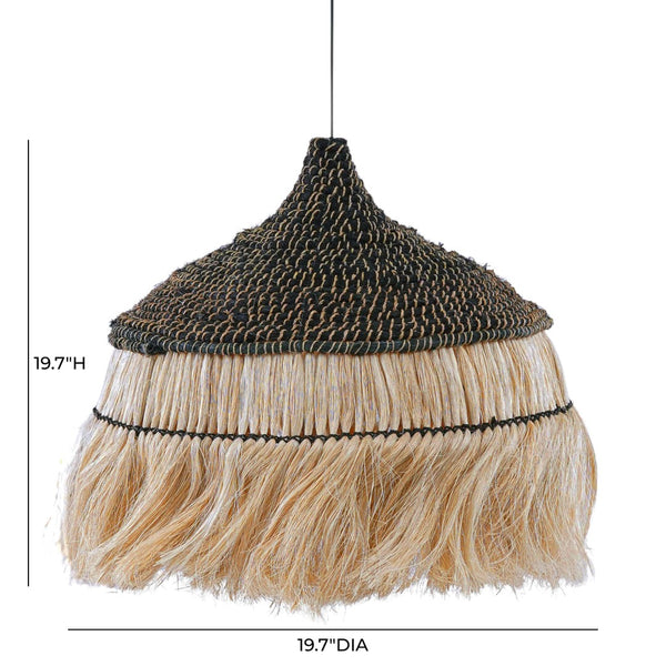 TOV Furniture Sula Handwoven Abaca Pendant Lamp - Two-Tone Coastal Charm with Black Crown for Modern Interiors TOV-G21046