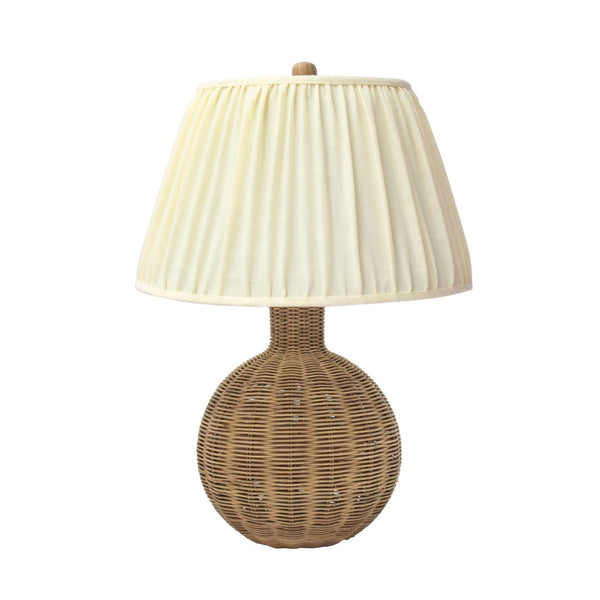 TOV Furniture Pallora Cream Table Lamp - Elegant Grandmillennial Design with Natural Rattan & Pleated Linen Shade TOV-G54336