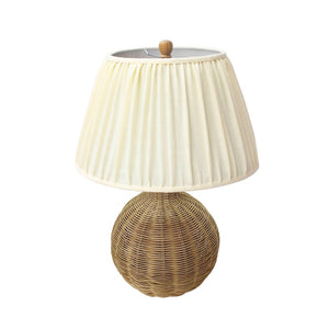 TOV Furniture Pallora Cream Table Lamp - Elegant Grandmillennial Design with Natural Rattan & Pleated Linen Shade TOV-G54336