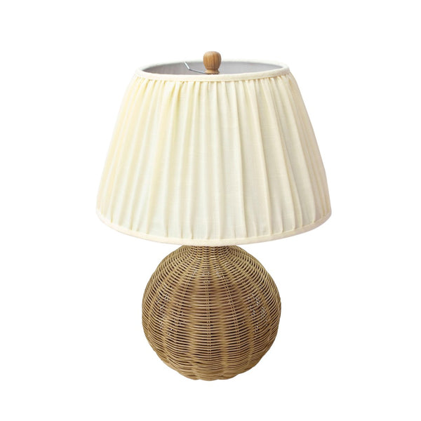 TOV Furniture Pallora Cream Table Lamp - Elegant Grandmillennial Design with Natural Rattan & Pleated Linen Shade TOV-G54336