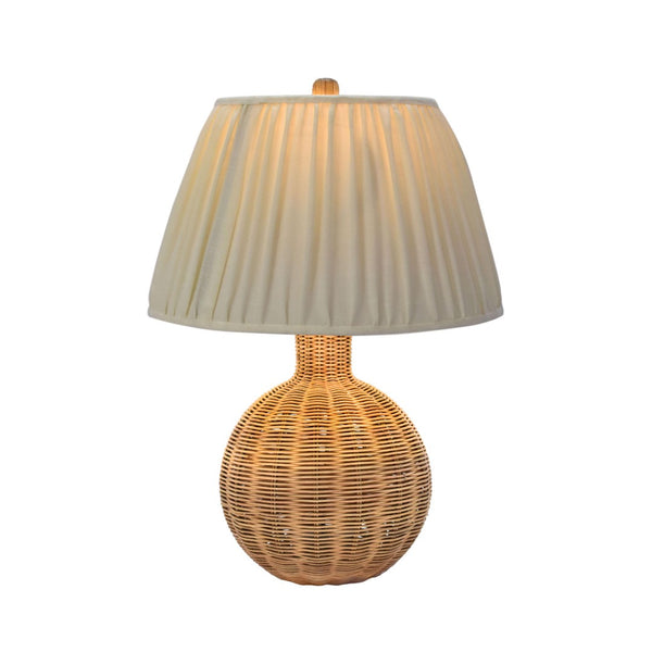 TOV Furniture Pallora Cream Table Lamp - Elegant Grandmillennial Design with Natural Rattan & Pleated Linen Shade TOV-G54336