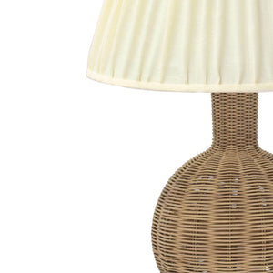 TOV Furniture Pallora Cream Table Lamp - Elegant Grandmillennial Design with Natural Rattan & Pleated Linen Shade TOV-G54336