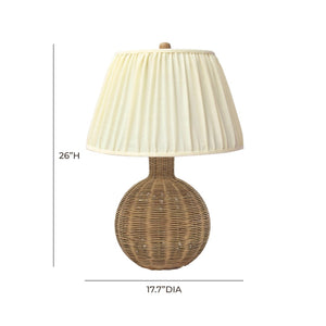 TOV Furniture Pallora Cream Table Lamp - Elegant Grandmillennial Design with Natural Rattan & Pleated Linen Shade TOV-G54336