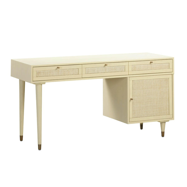 TOV Furniture Sierra 60" Cane Desk - Elegant Minimalism with Ample Storage for Modern-Boho Home Workspaces Buttermilk TOV-H44114