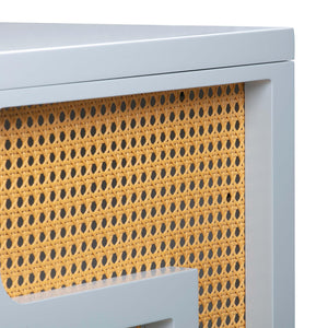 TOV Furniture Suzie 62" Art Moderne Rattan Executive Desk with Soft-Close Drawer for Stylish Workspace Solutions Blue TOV-H44182