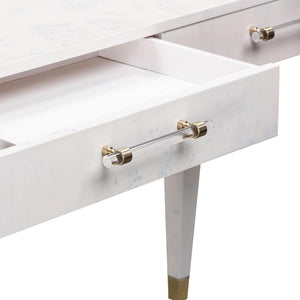 TOV Furniture Brandyss 48" Burl Work Desk with 2 Soft-Close Drawers for Modern Home Office and Studio Spaces White TOV-H54194