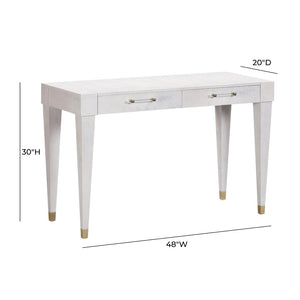 TOV Furniture Brandyss 48" Burl Work Desk with 2 Soft-Close Drawers for Modern Home Office and Studio Spaces White TOV-H54194