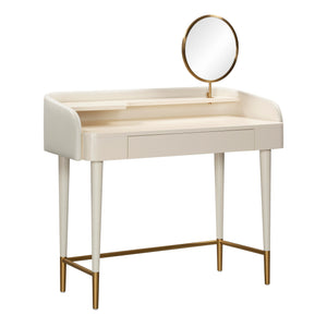 Penelope Cream Vegan Leather Wrapped Vanity Desk TOV-H54270 TOV Furniture