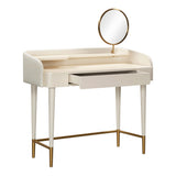 Penelope Cream Vegan Leather Wrapped Vanity Desk TOV-H54270 TOV Furniture