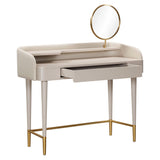 Penelope Taupe Vegan Leather Wrapped Vanity Desk TOV-H54271 TOV Furniture