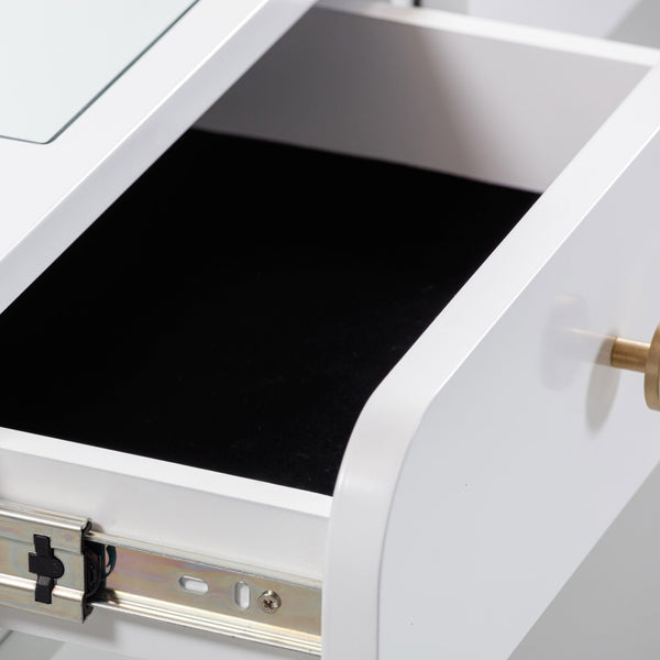 TOV Furniture Hollywood 56" White Vanity Desk with LED Panel Mirror - Glamorous Makeup Station & Storage Solution Small TOV-H54352-C69310