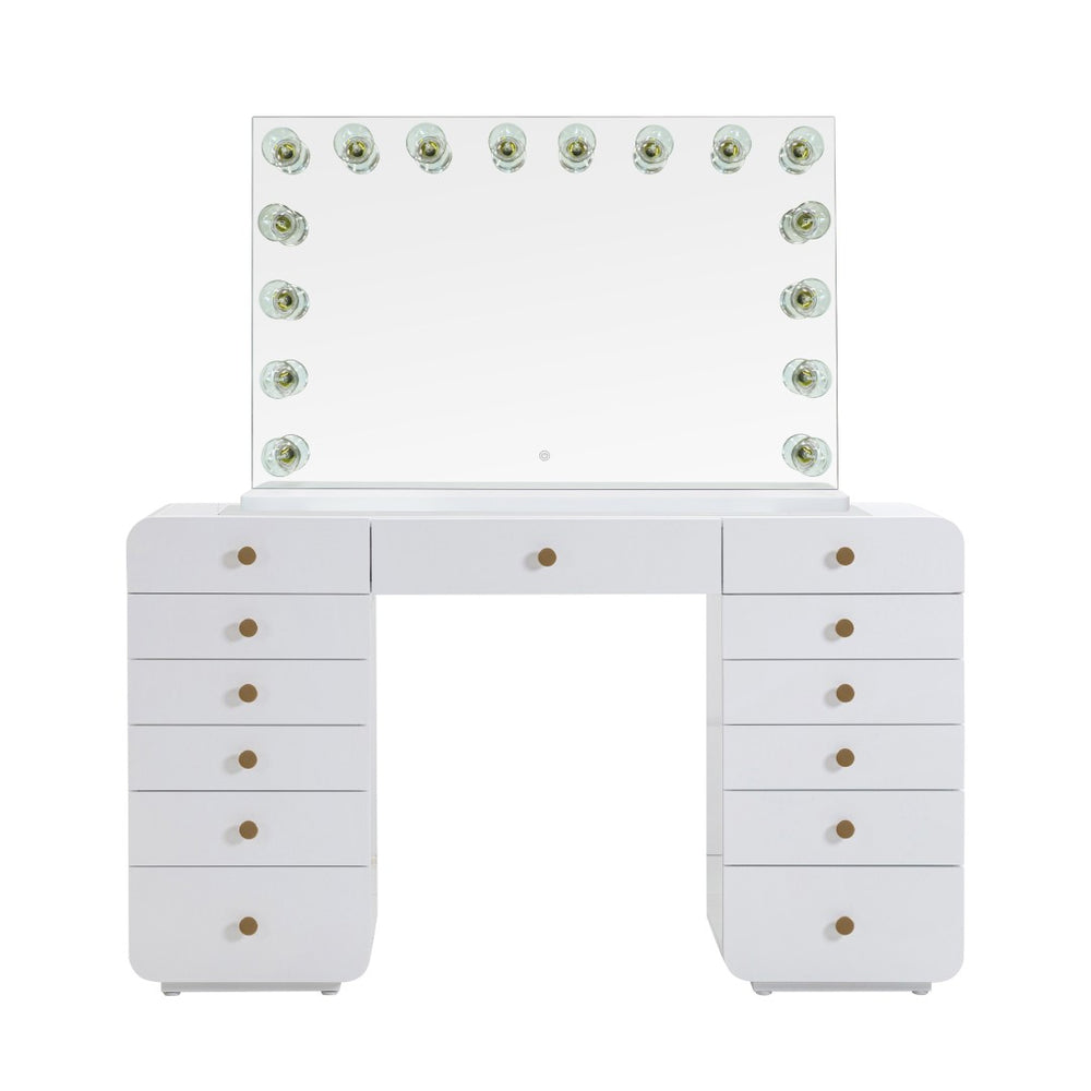 TOV Furniture Hollywood Glamorous Vanity Desk with Integrated Mirror, Smart Lighting & Organized Storage Solutions Large TOV-H54352-C69309