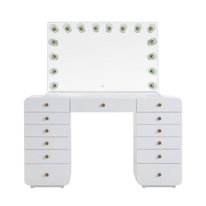 TOV Furniture Hollywood Glamorous Vanity Desk with Integrated Mirror, Smart Lighting & Organized Storage Solutions Large TOV-H54352-C69309