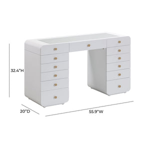 TOV Furniture Hollywood Glamorous Vanity Desk with Integrated Mirror, Smart Lighting & Organized Storage Solutions Large TOV-H54352-C69309