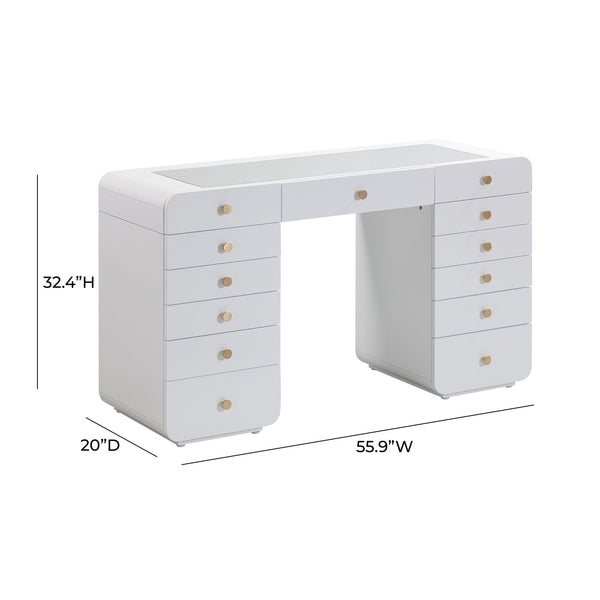 Hollywood White Desk with Vanity Mirror TOV-H54352 TOV Furniture