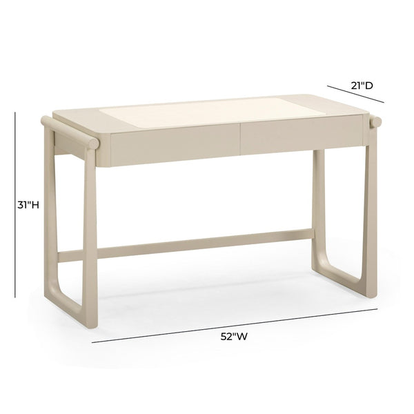 TOV Furniture Alfalfa 52" Desk with Soft-Closing Drawers - Sleek Workstation for Home Office and Compact Spaces Taupe TOV-H54438