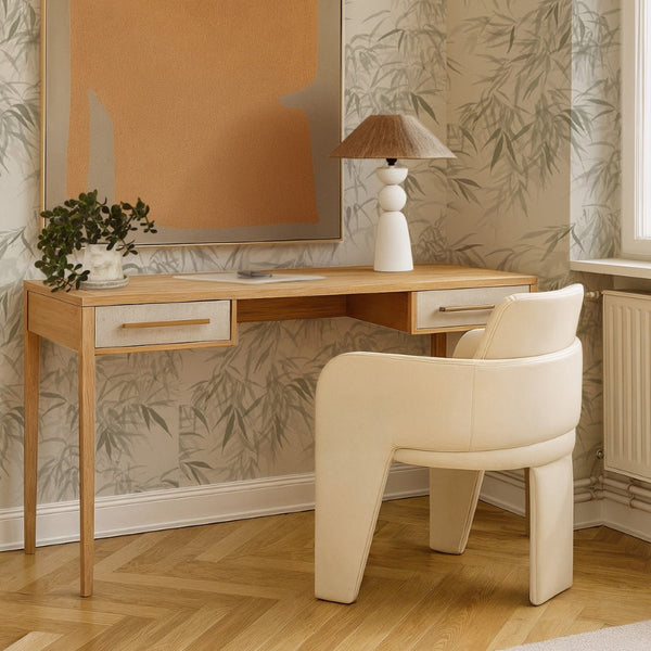 TOV Furniture Hera 62'' Natural Washed Executive Desk - Stylish Home Office Centerpiece with Premium Storage Solutions TOV-H54514