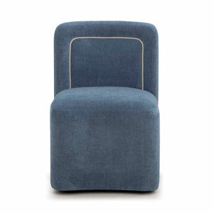 TOV Furniture Dolce Velvet Rolling Desk Chair - Chic Sculptural Design with Plush Comfort for Stylish Workspaces Blue TOV-H54616