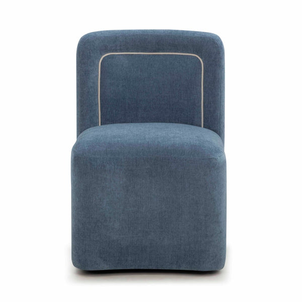 TOV Furniture Dolce Velvet Rolling Desk Chair - Chic Sculptural Design with Plush Comfort for Stylish Workspaces Blue TOV-H54616