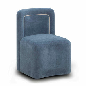 TOV Furniture Dolce Velvet Rolling Desk Chair - Chic Sculptural Design with Plush Comfort for Stylish Workspaces Blue TOV-H54616