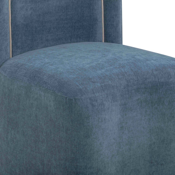 TOV Furniture Dolce Velvet Rolling Desk Chair - Chic Sculptural Design with Plush Comfort for Stylish Workspaces Blue TOV-H54616