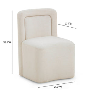 TOV Furniture Dolce Velvet Rolling Desk Chair - Chic Sculptural Design with Plush Comfort for Stylish Workspaces Cream TOV-H54617