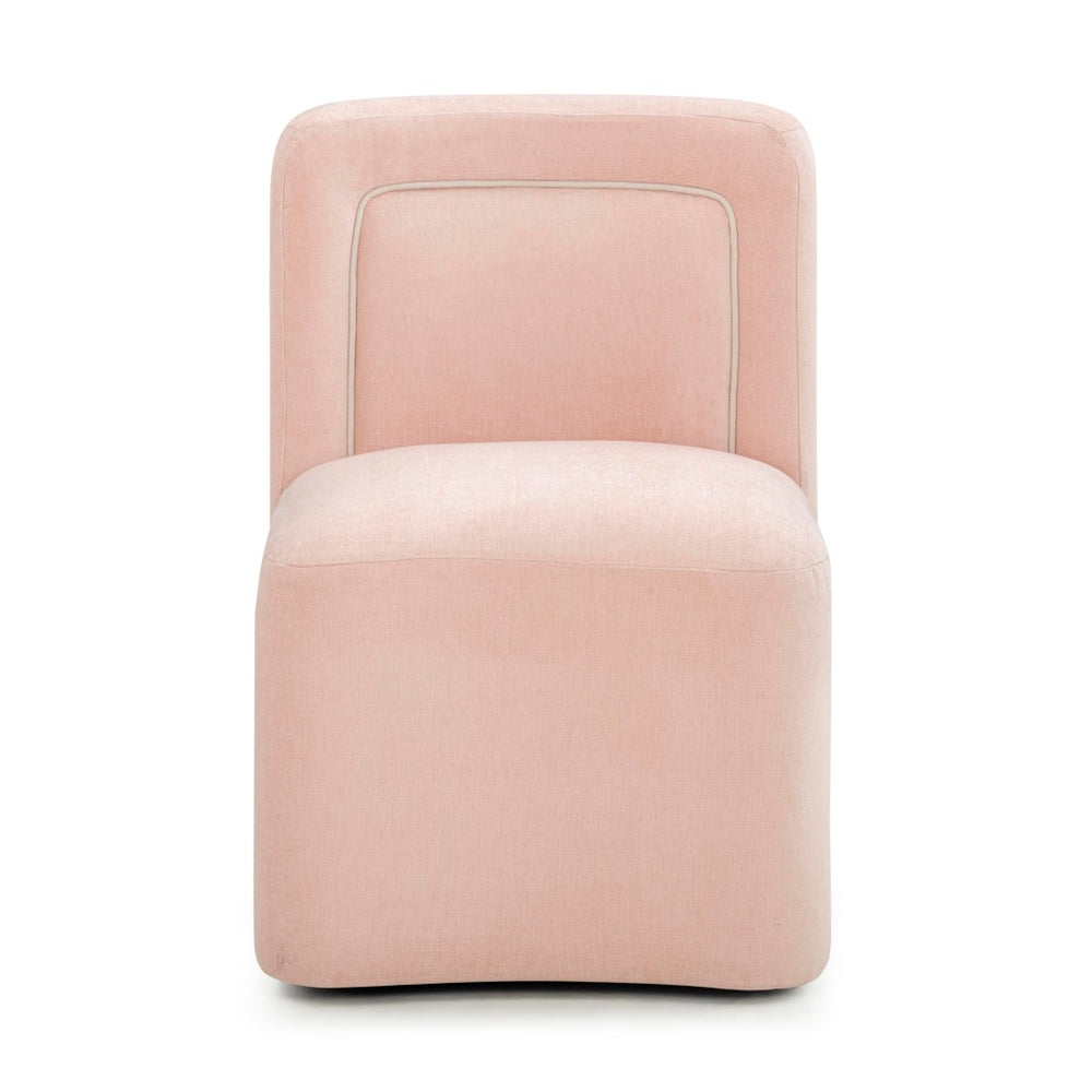 TOV Furniture Dolce Velvet Rolling Desk Chair - Chic Sculptural Design with Plush Comfort for Stylish Workspaces Pink TOV-H54618