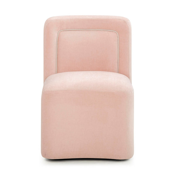 TOV Furniture Dolce Velvet Rolling Desk Chair - Chic Sculptural Design with Plush Comfort for Stylish Workspaces Pink TOV-H54618