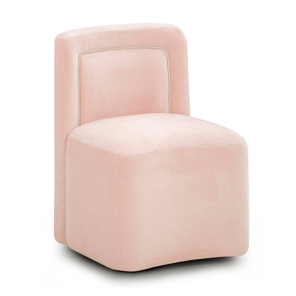 TOV Furniture Dolce Velvet Rolling Desk Chair - Chic Sculptural Design with Plush Comfort for Stylish Workspaces Pink TOV-H54618